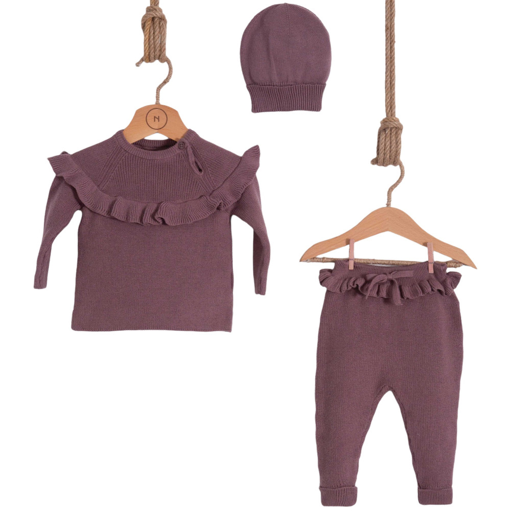 Set sweater+pants+hat. Fine knitwear