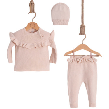 Set sweater+pants+hat. Fine knitwear