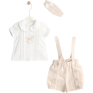 Set blouse+headband+overalls