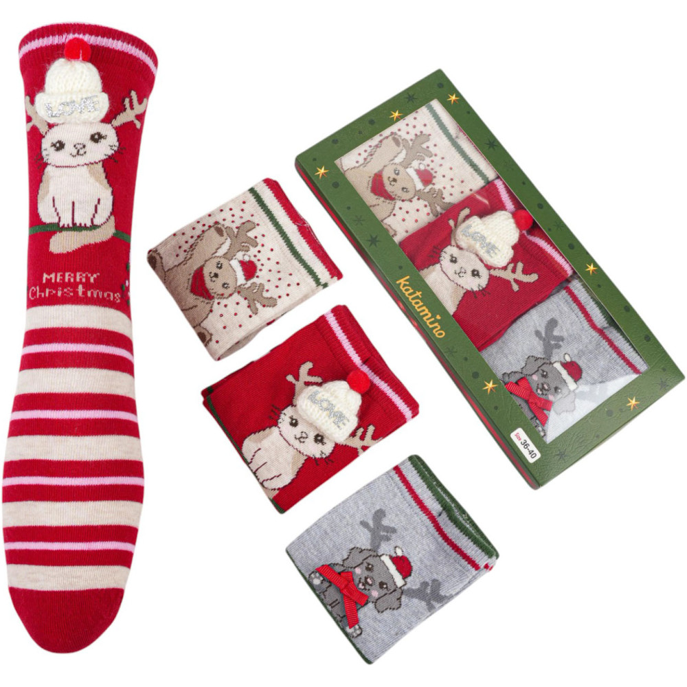 Socks cotton set 3 pairs (pack of 12 sets) Meral