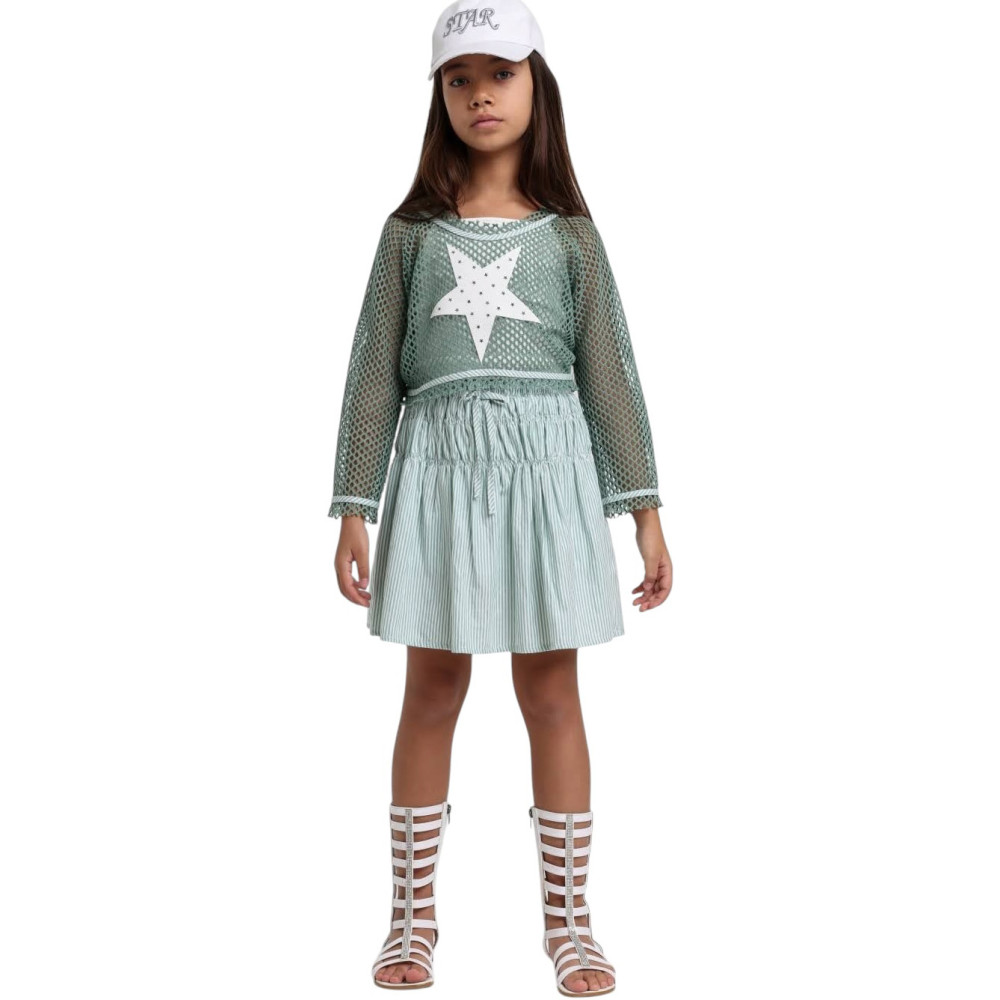 Set blouse+tank top+skirt-shorts