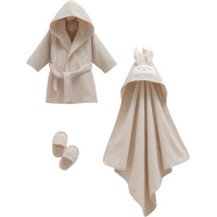 Set bathrobe+towel+slippers, series BASIC