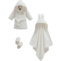 Set bathrobe+towel+slippers, series BASIC