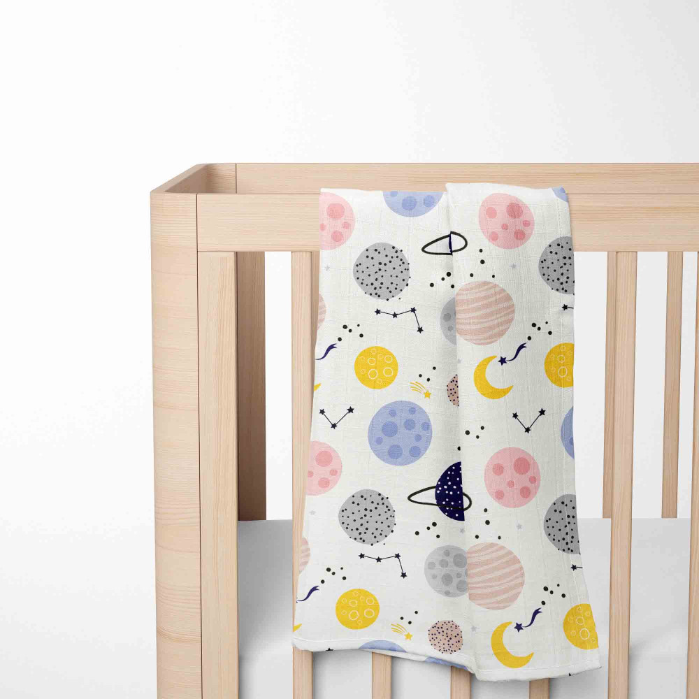 Muslin blanket. Print: Planets