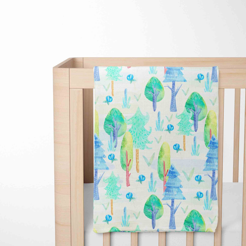 Muslin blanket. Print: Watercolor Forrest