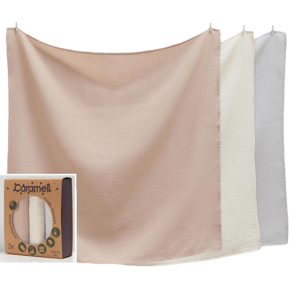 Blankets muslin set 3pcs, series BASIC