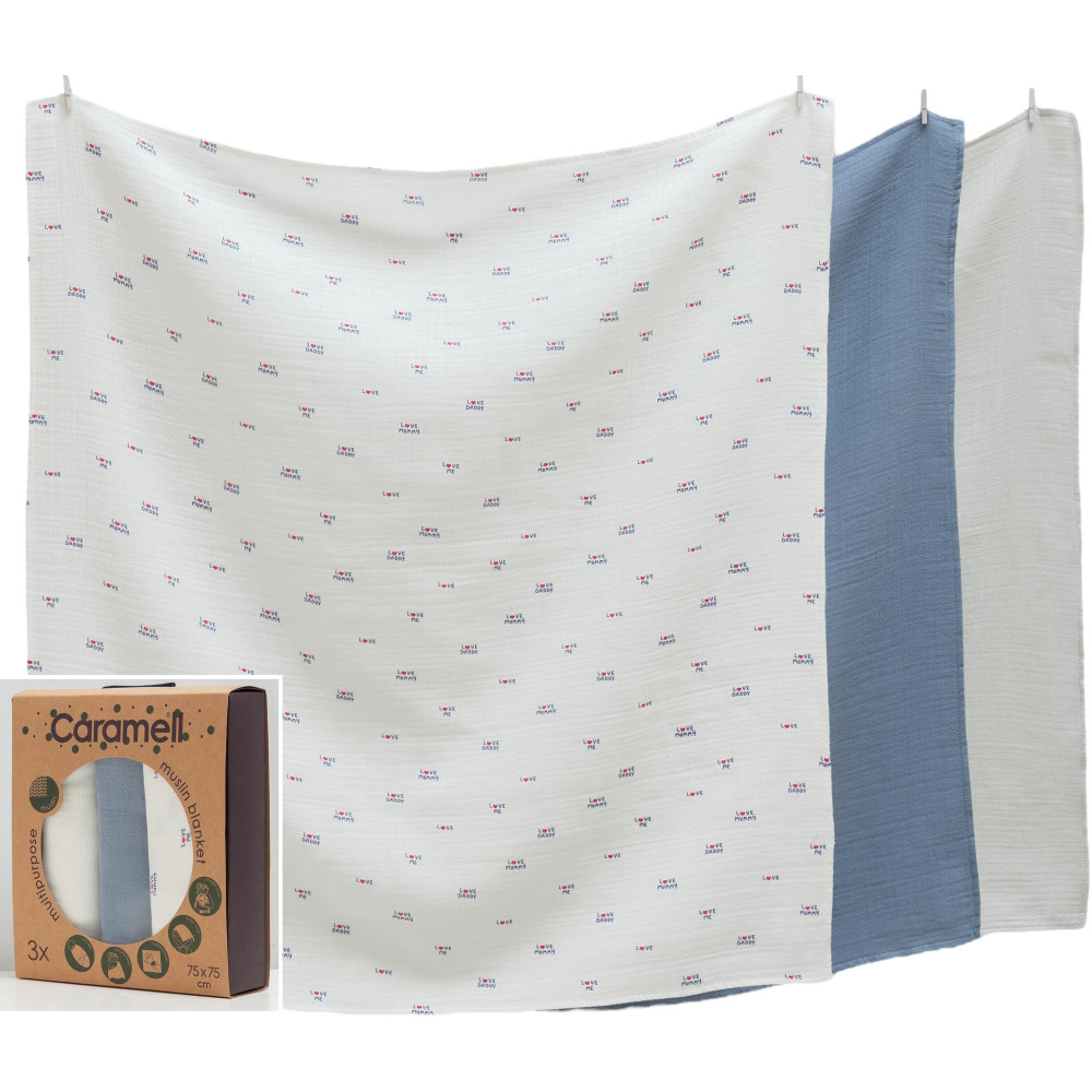 Blankets muslin set 3pcs, series BASIC