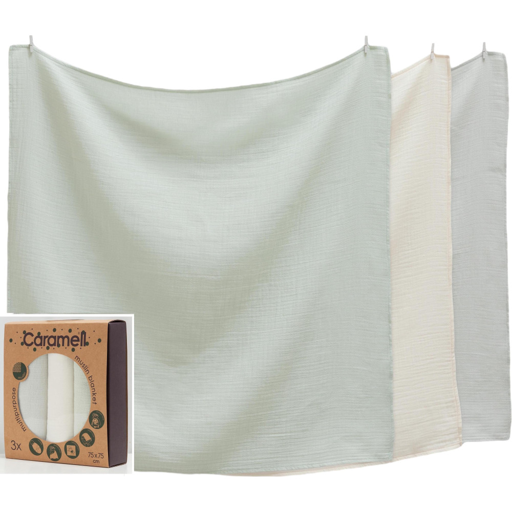 Blankets muslin set 3pcs, series BASIC