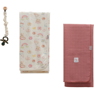 Set blanket+blanket pacifier holder, series BASIC