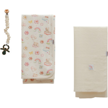 Set blanket+blanket pacifier holder, series BASIC