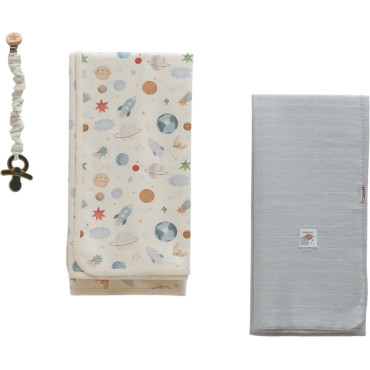 Set blanket+blanket pacifier holder, series BASIC