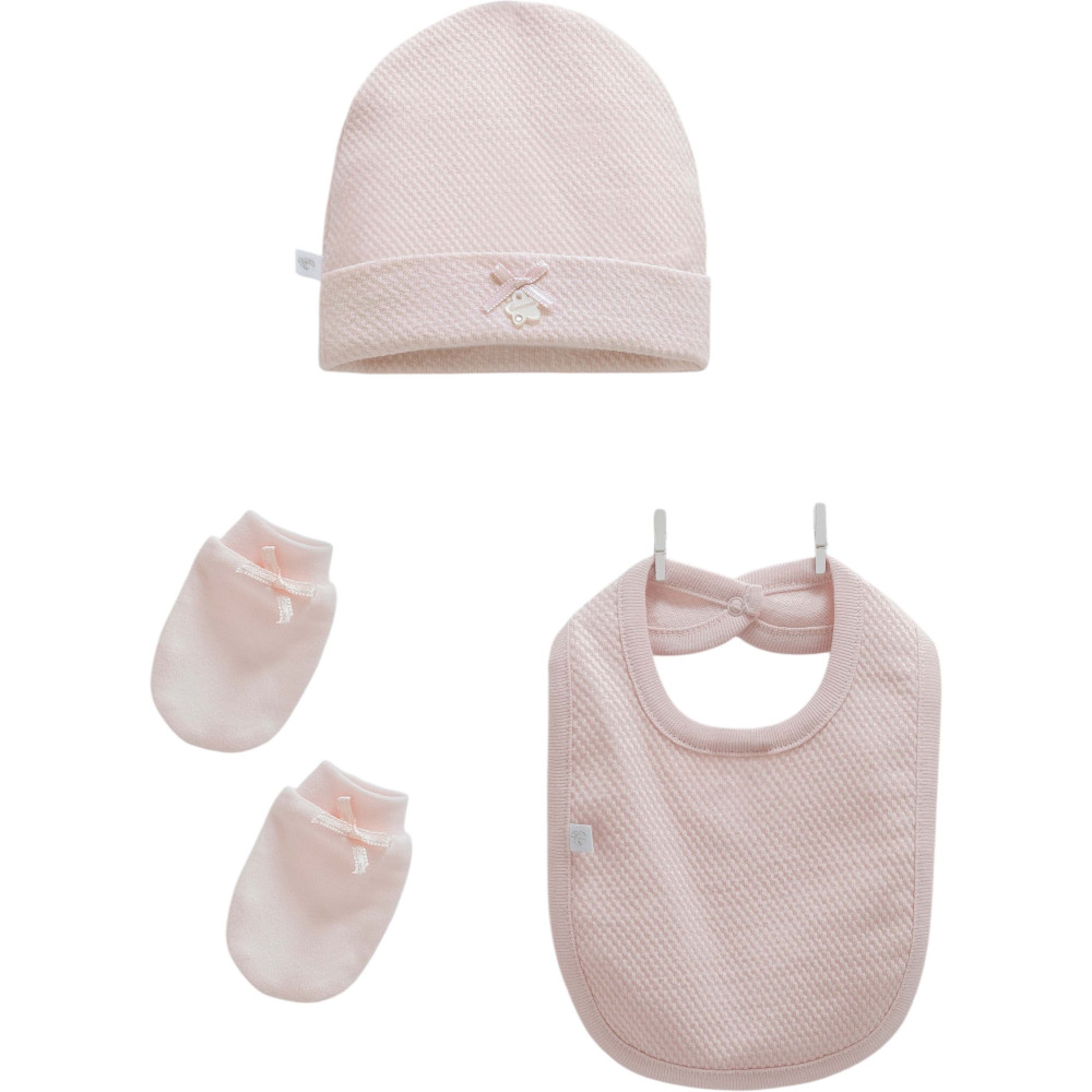 Hat+bib+gloves, series LOVE FEEL