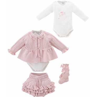 Set: Sweatshirt + Bodysuit + Shorts + Knee-High Socks