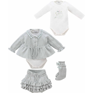 Set: Sweatshirt + Bodysuit + Shorts + Knee-High Socks