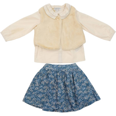 Set blouse+vest+skirt