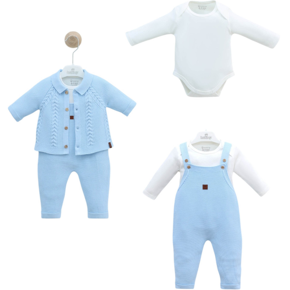 Set sweater+body+overalls