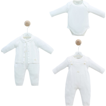 Set sweater+body+overalls