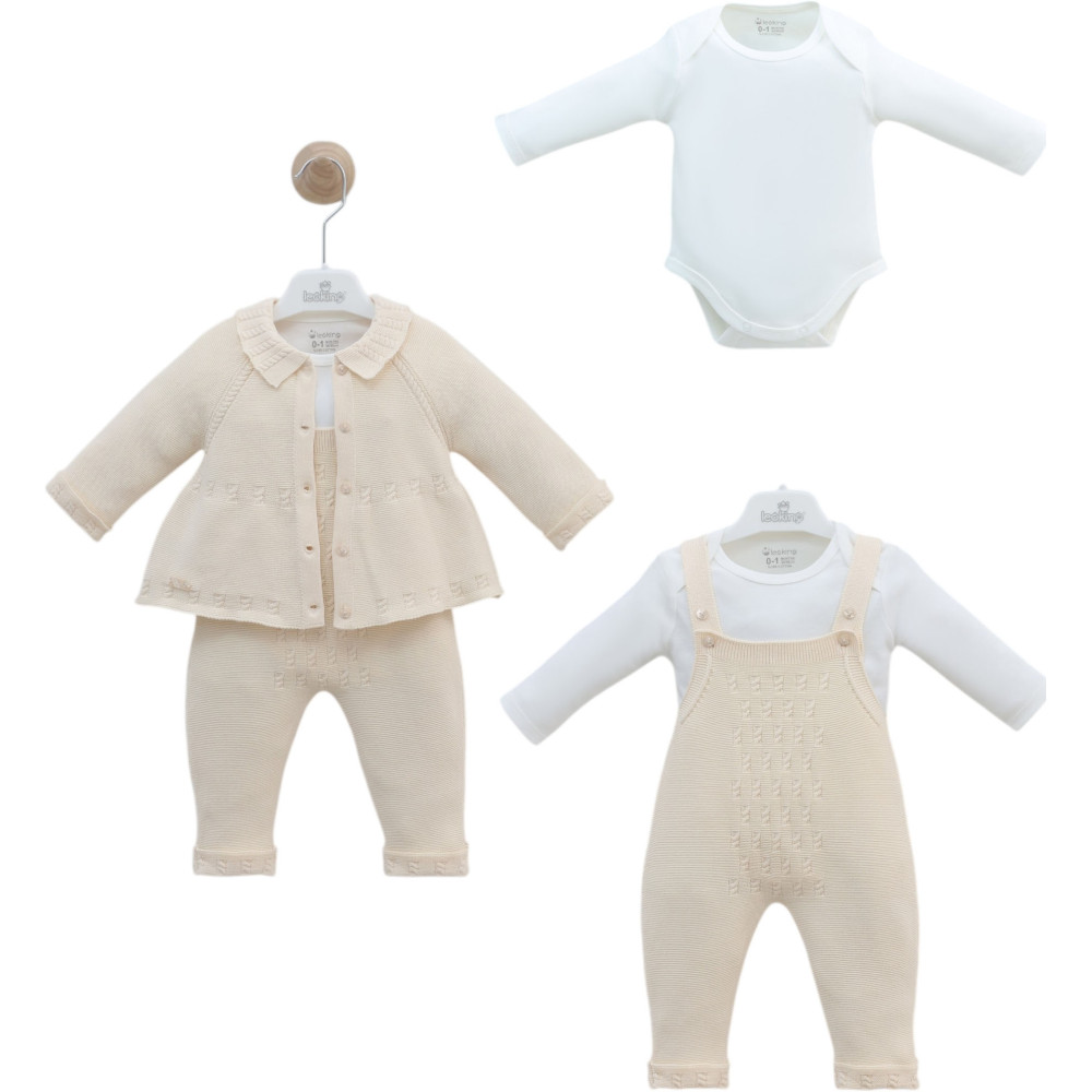 Set sweater+body+overalls