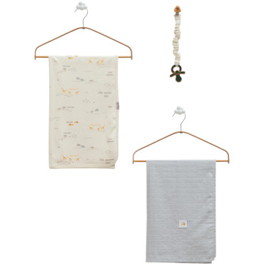 Set blanket + muslin blanket + pacifier holder, series BASIC 