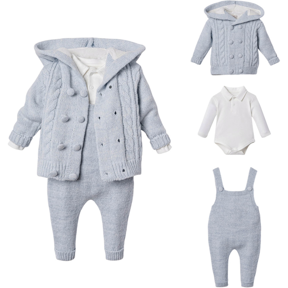 Set sweater+body+overalls