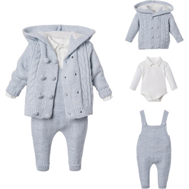 Set sweater+body+overalls