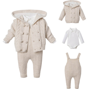 Set sweater+body+overalls