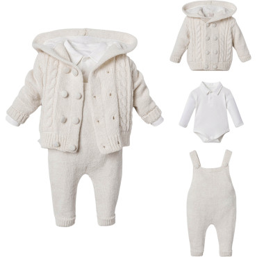 Set sweater+body+overalls