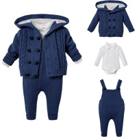 Set sweater+body+overalls