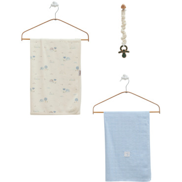 Set blanket + muslin blanket + pacifier holder, series BASIC 