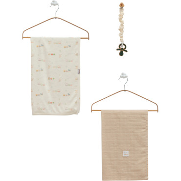 Set blanket + muslin blanket + pacifier holder, series BASIC 