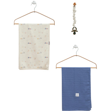 Set blanket + muslin blanket + pacifier holder, series BASIC 