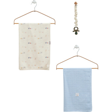 Set blanket + muslin blanket + pacifier holder, series BASIC 
