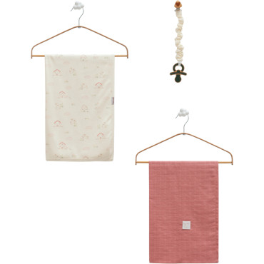 Set blanket + muslin blanket + pacifier holder, series BASIC 