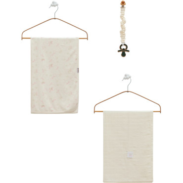 Set blanket + muslin blanket + pacifier holder, series BASIC 