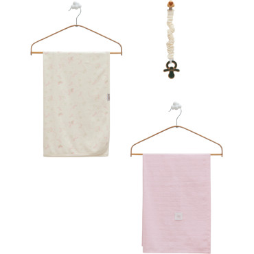 Set blanket + muslin blanket + pacifier holder, series BASIC 