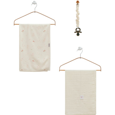 Set blanket + muslin blanket + pacifier holder, series BASIC 