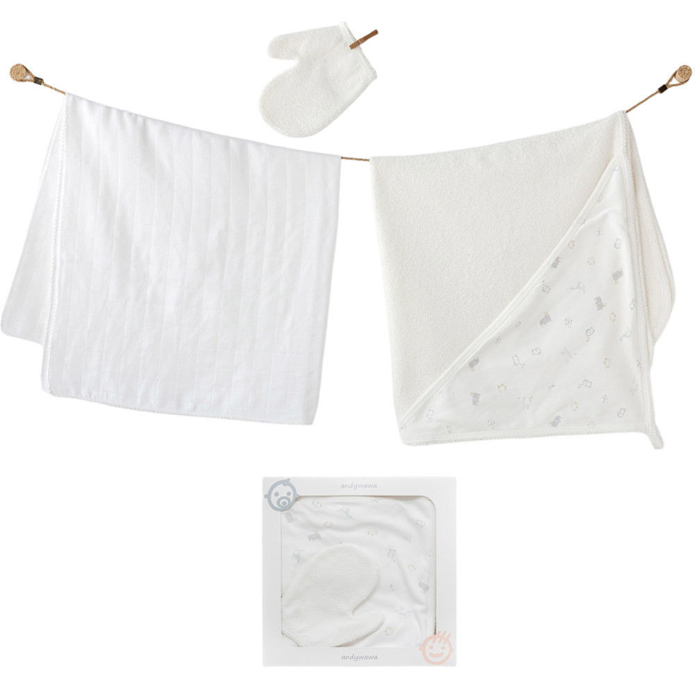 Set towel + diaper + washcloth, BASIC series