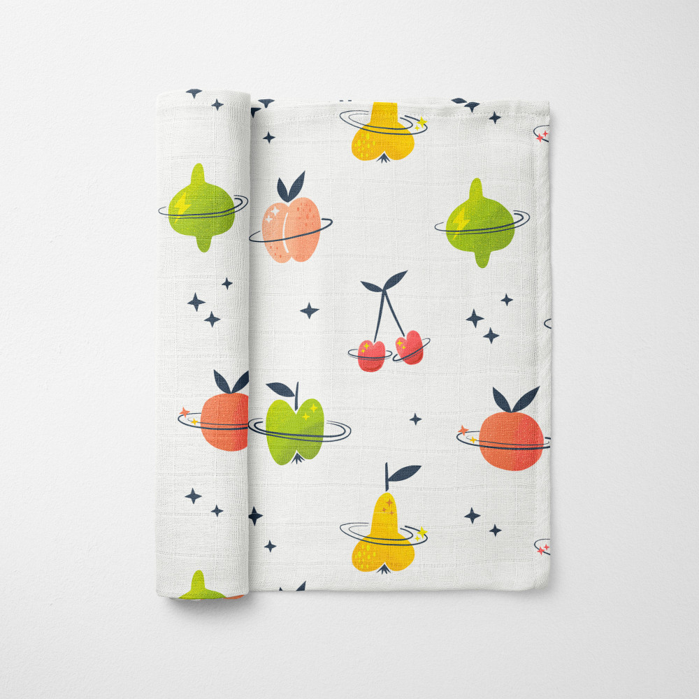 Muslin blanket. Print: Summer Fruits