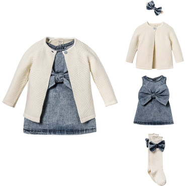 Set sweater+dress+knee-highs socks+headband