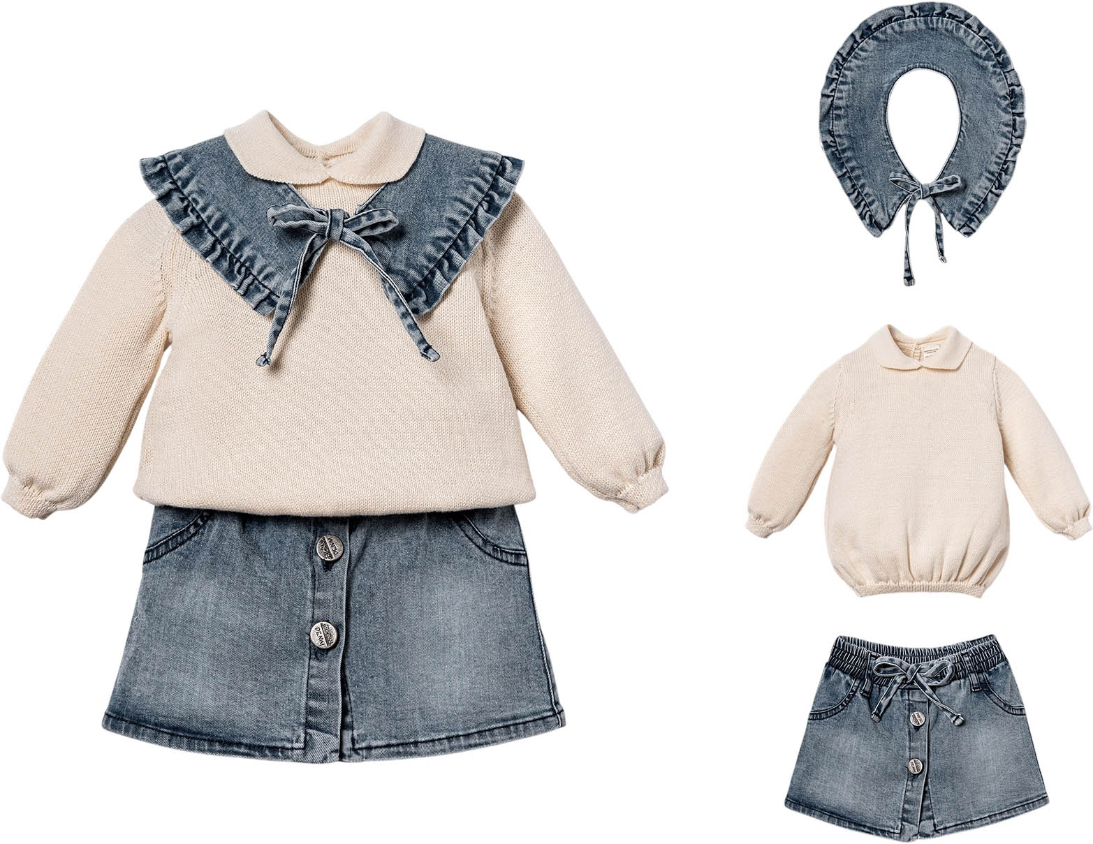 Set: Sweater + Skirt + Collar