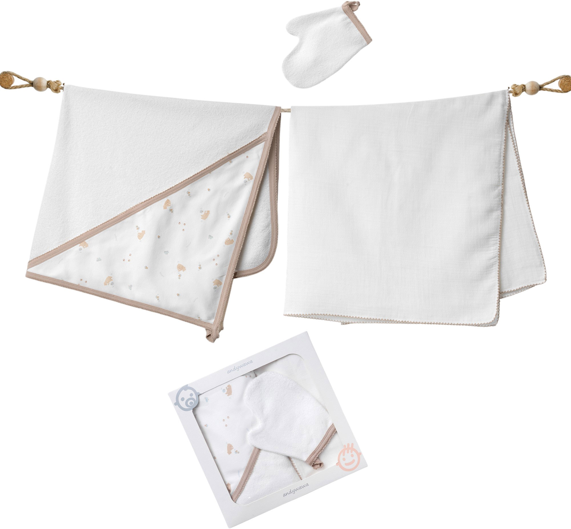 Set towel+blanket+washcloth, series FOREST NURSERY