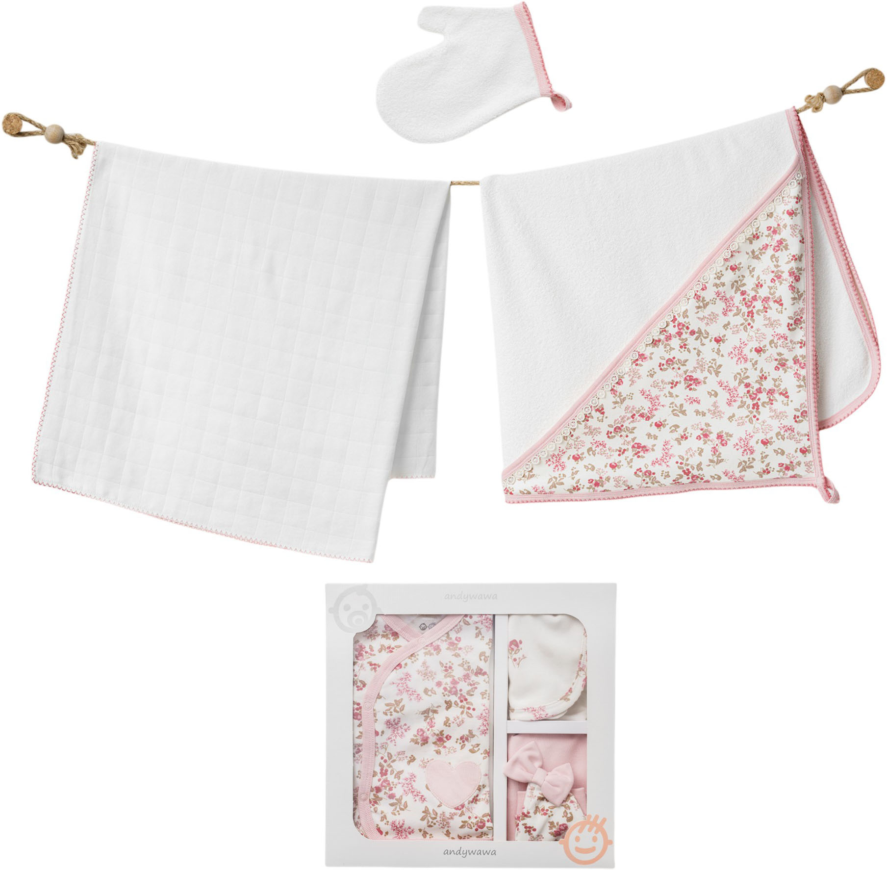 Set towel+blanket+washcloth, series FLORAL DREAMS