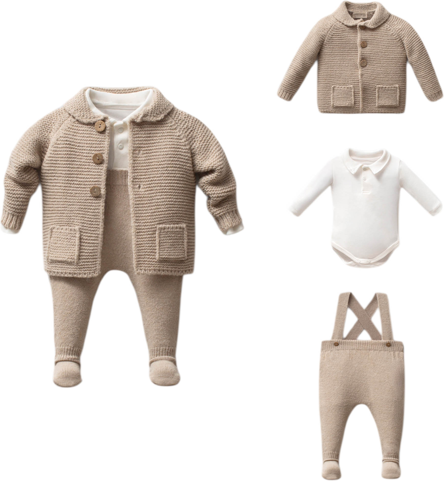 Set sweater+body+overalls