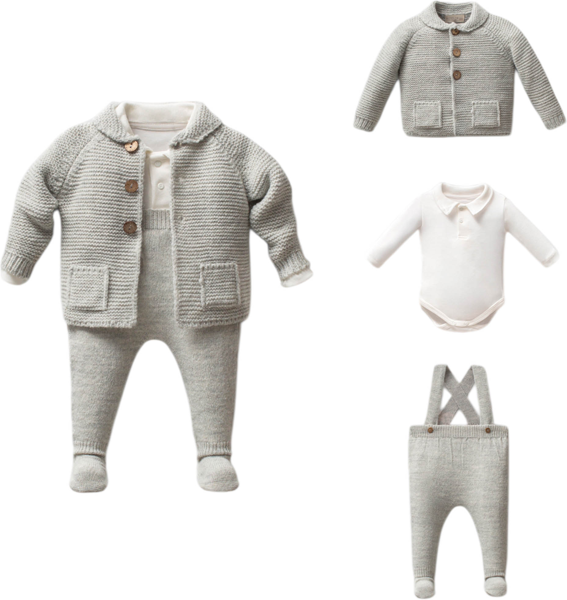 Set sweater+body+overalls