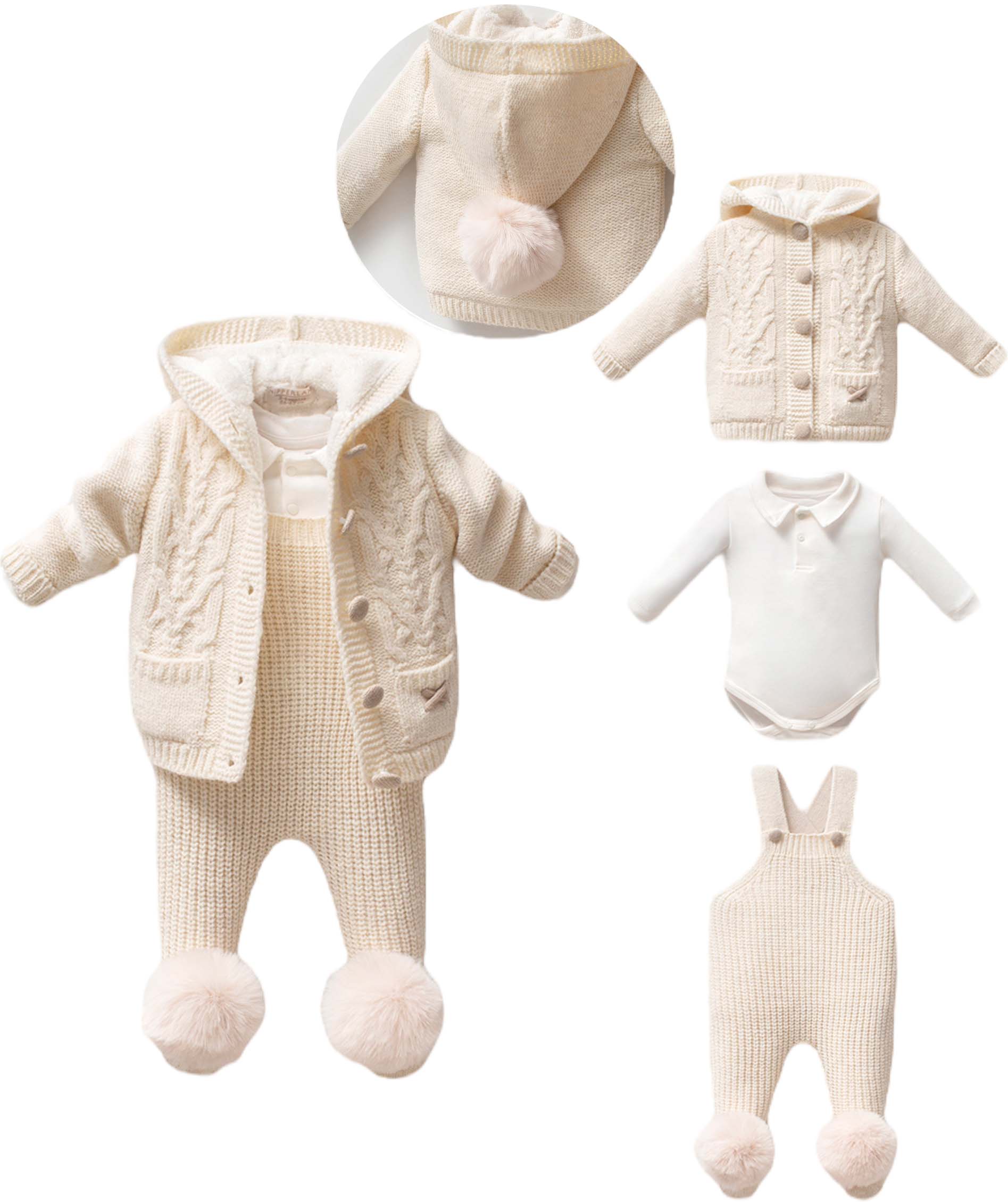Set sweater+body+overalls