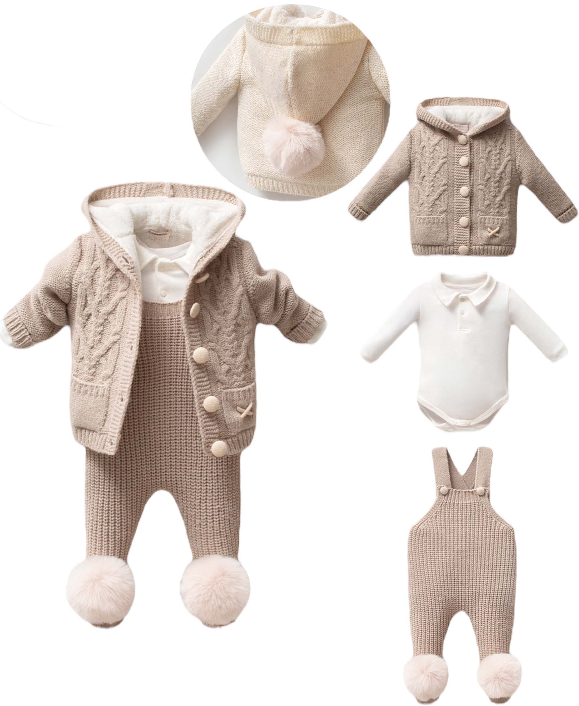 Set sweater+body+overalls