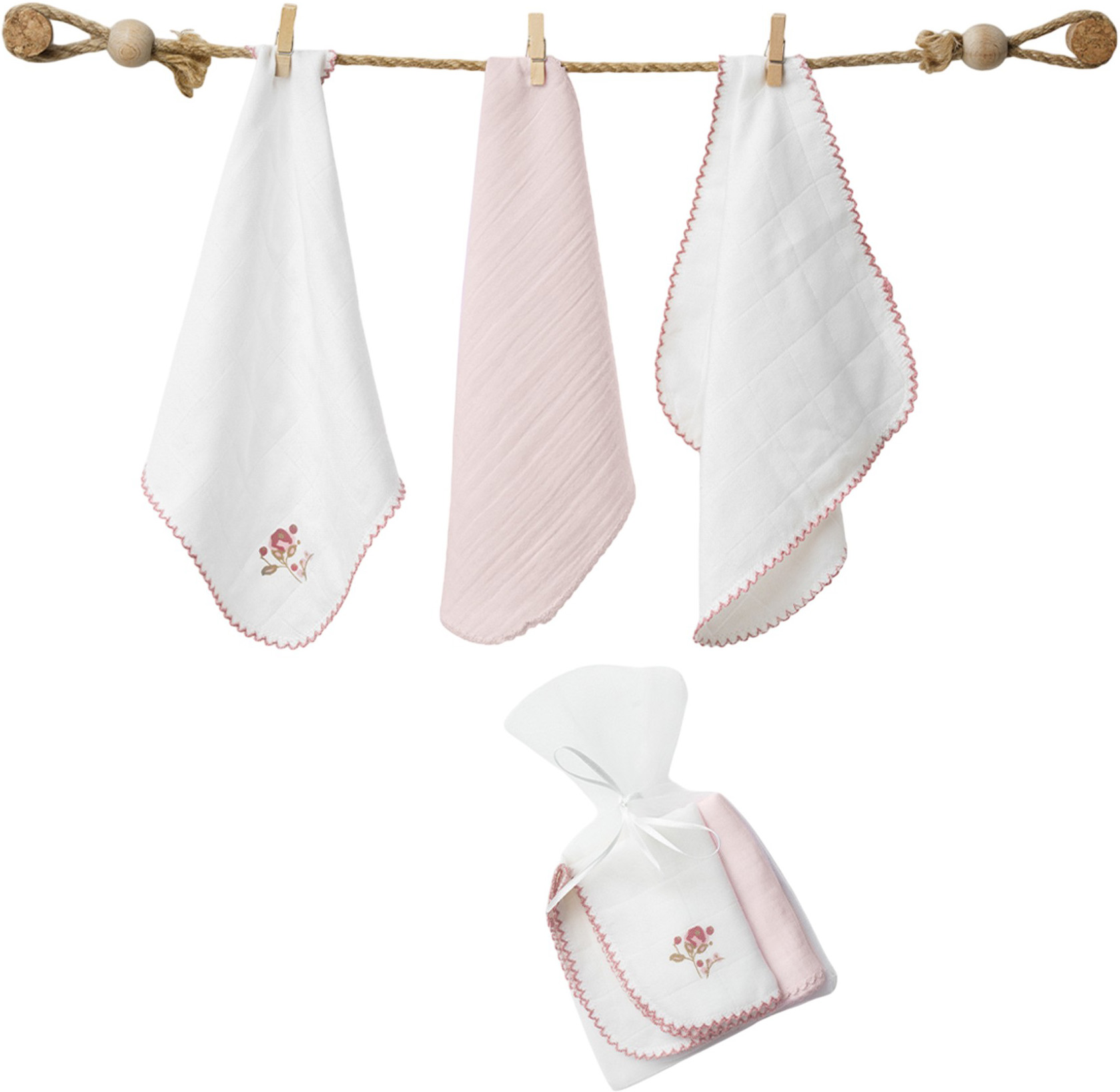 Handkerchiefs set 3pcs (pack of 6 sets), series FLORAL DREAMS Handkerchiefs set 3pcs (pack of 6 sets), series FLORAL DREAMS