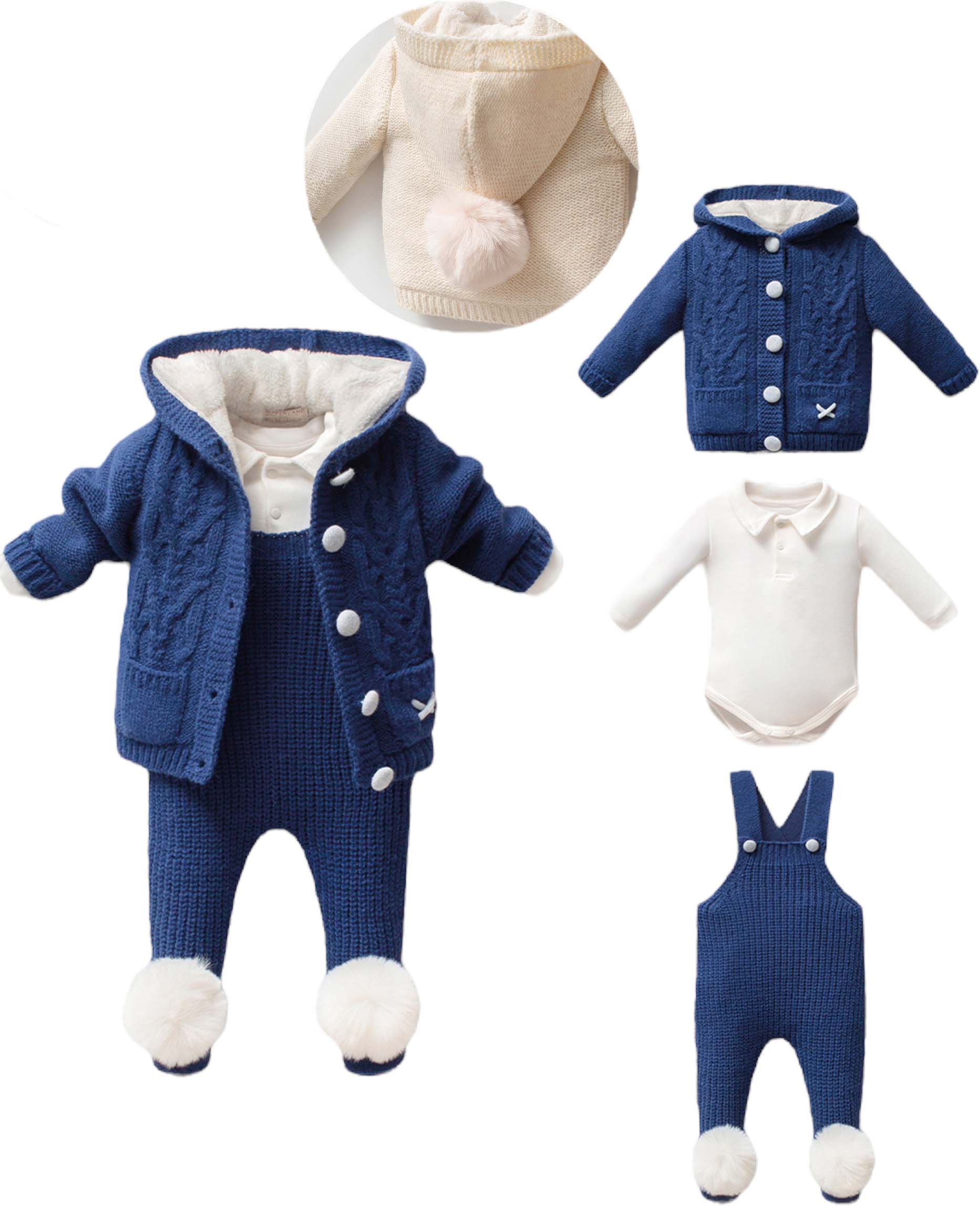 Set sweater+body+overalls