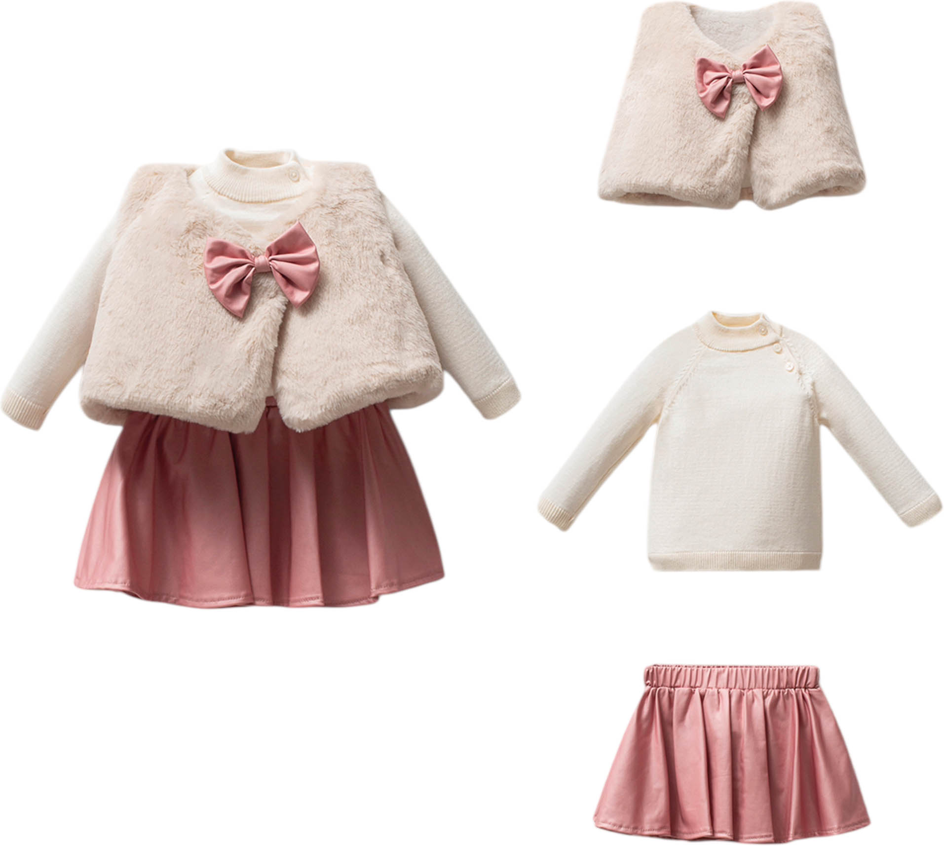Set vest+sweater+skirt