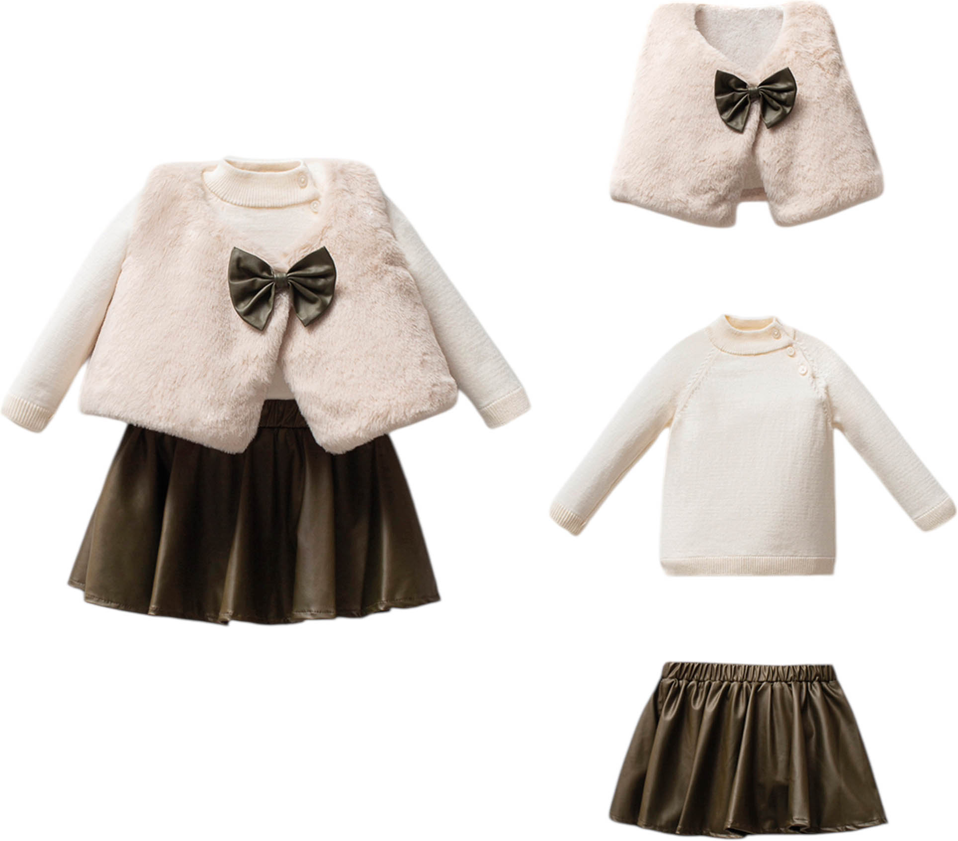 Set vest+sweater+skirt